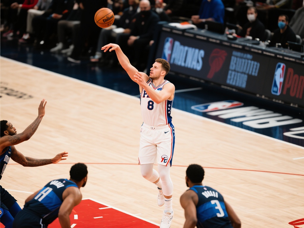 波杰姆斯基半场火力全开,11中8三分6中,狂揽22分6板2助! 以其中一次三分球为例,当时比赛进入胶着阶